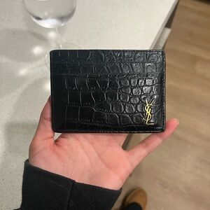 YSL black cardholder with gold emblem